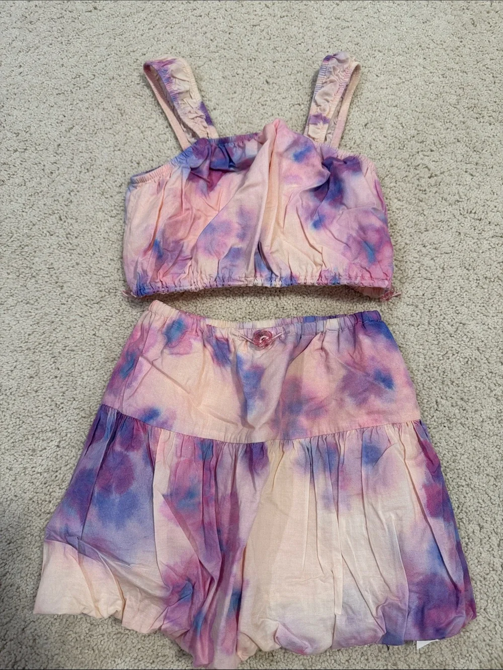Zara Pink & Purple Tie-Dye Bandeau Top and Skirt Set